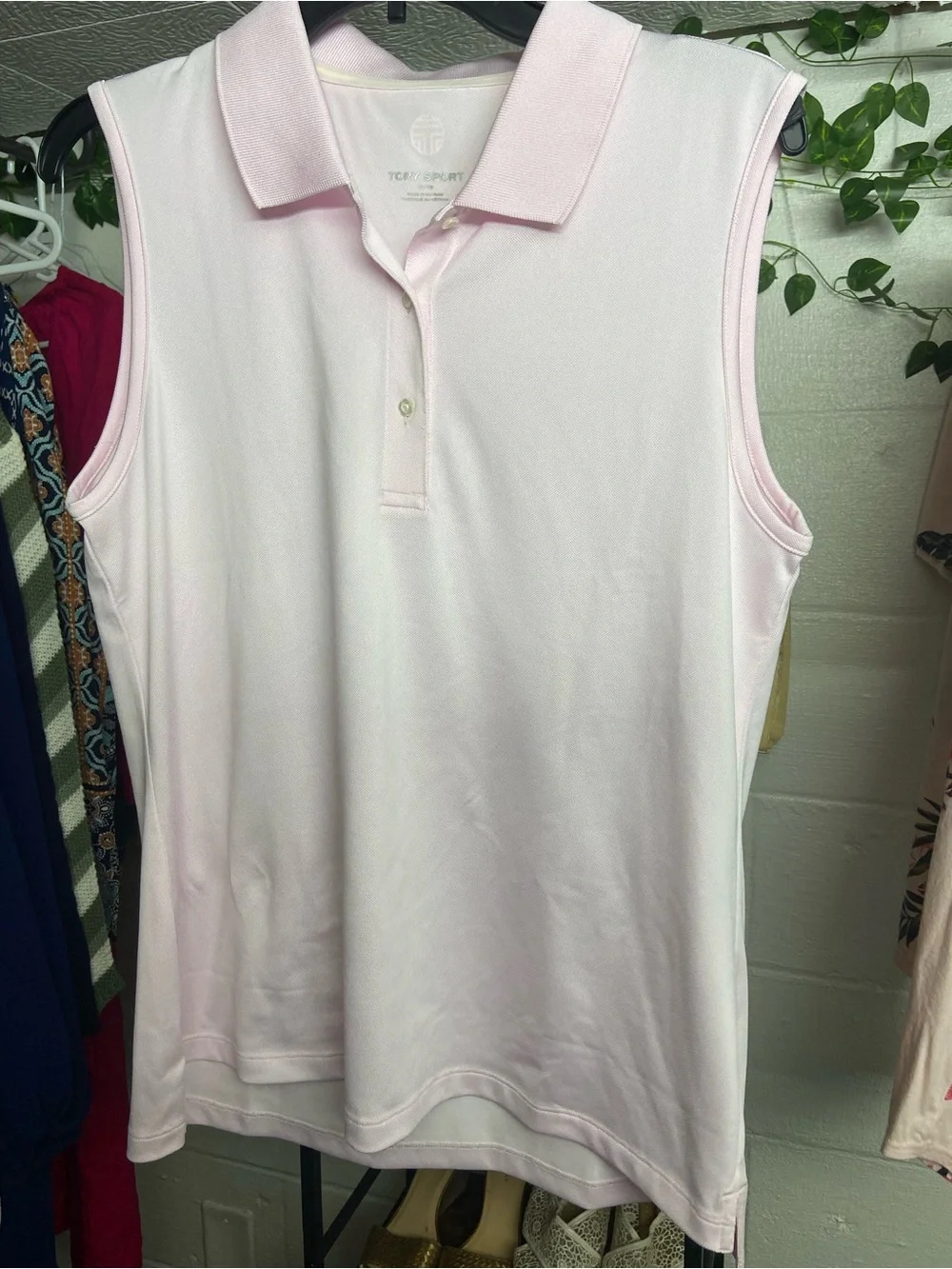 Tory Sport Pale Pink Sleeveless Polo Tank - Picture 1 of 4